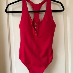 Bombshell Sportswear Red Button-Front Top